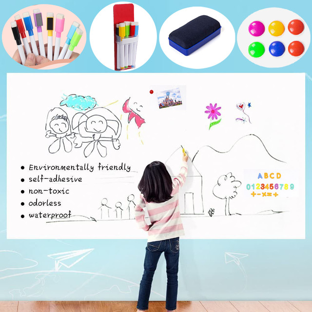 Dry-Erase Whiteboard Sticker Wall Decal Hold Magnets Self-adhesive White  Board for Office Home Kids Drawing Board Wall Sticker - AliExpress